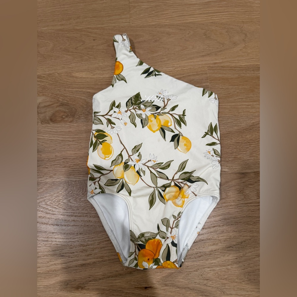 Kith Kids One-Shoulder One-Piece Swimsuit - Cream & Yellow Lemon Print (12-18)